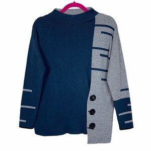 Nic+Zoe Grommet Mock Neck Abstract Stripe Sweater
